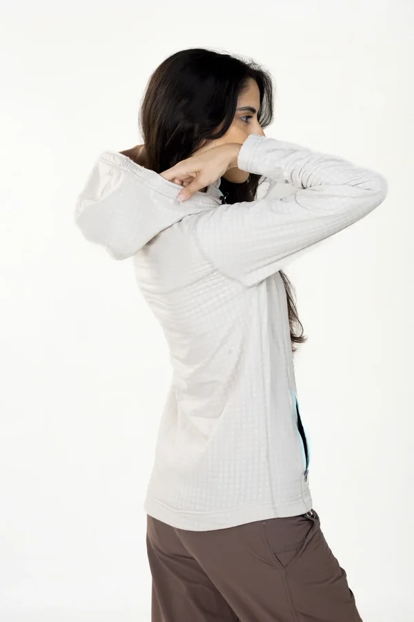 Campera Grid Fleece Capucha Blanca - Imagen 5