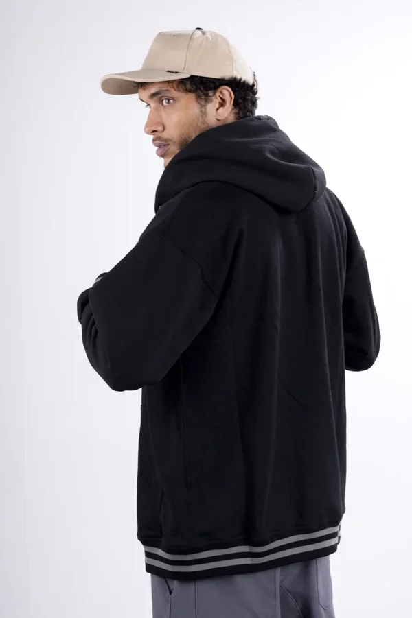 Campera City Jersey con Capucha Negro - Imagen 4
