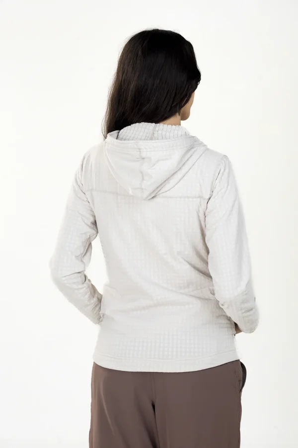 Campera Grid Fleece Capucha Blanca - Imagen 4