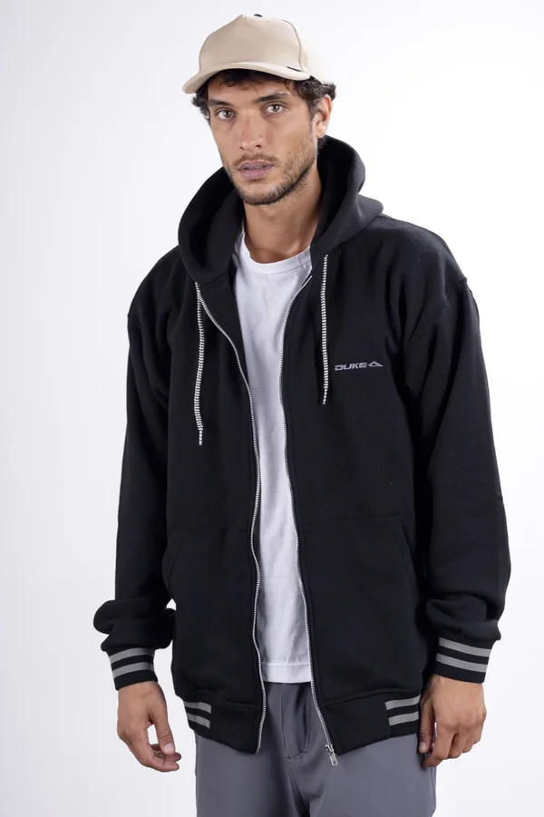 Campera City Jersey con Capucha Negro - Imagen 2