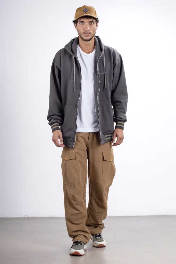 Campera City Jersey con Capucha Gris Oscuro - Imagen 2