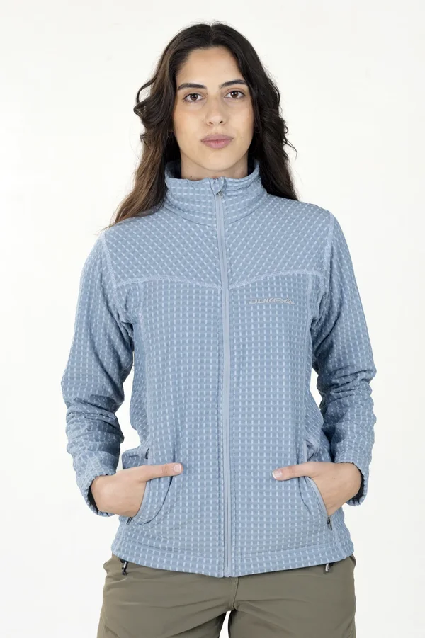 Campera Grid Fleece Basic Celeste