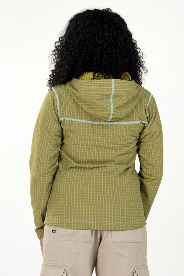 Campera Grid Fleece Capucha Verde - Imagen 4