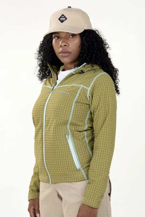 Campera Grid Fleece Capucha Verde - Imagen 3