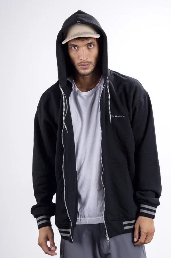 Campera City Jersey con Capucha Negro - Imagen 5