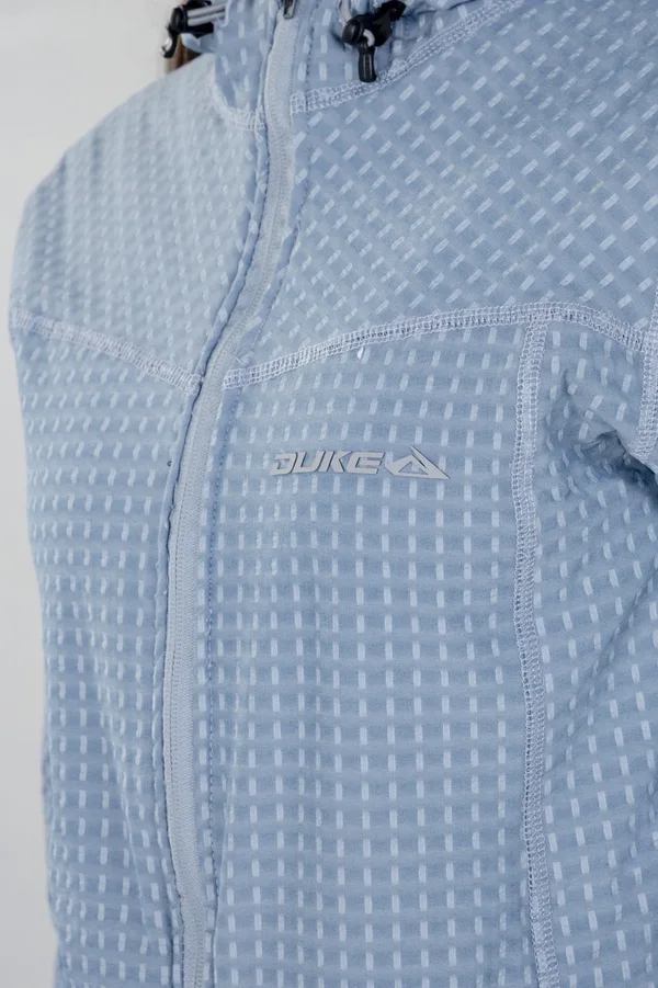 Campera Grid Fleece Capucha Celeste - Imagen 4