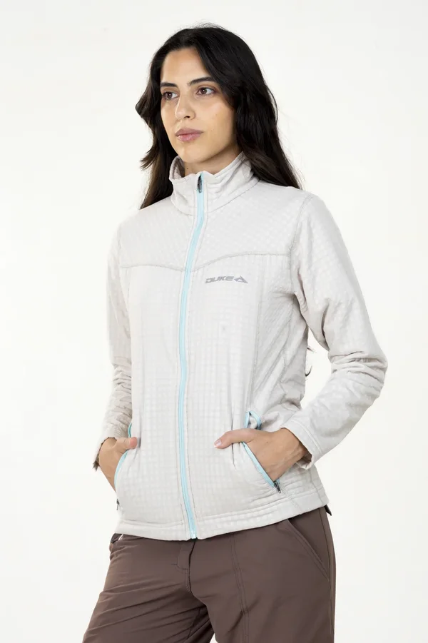 Campera Grid Fleece Basic Blanca - Imagen 2
