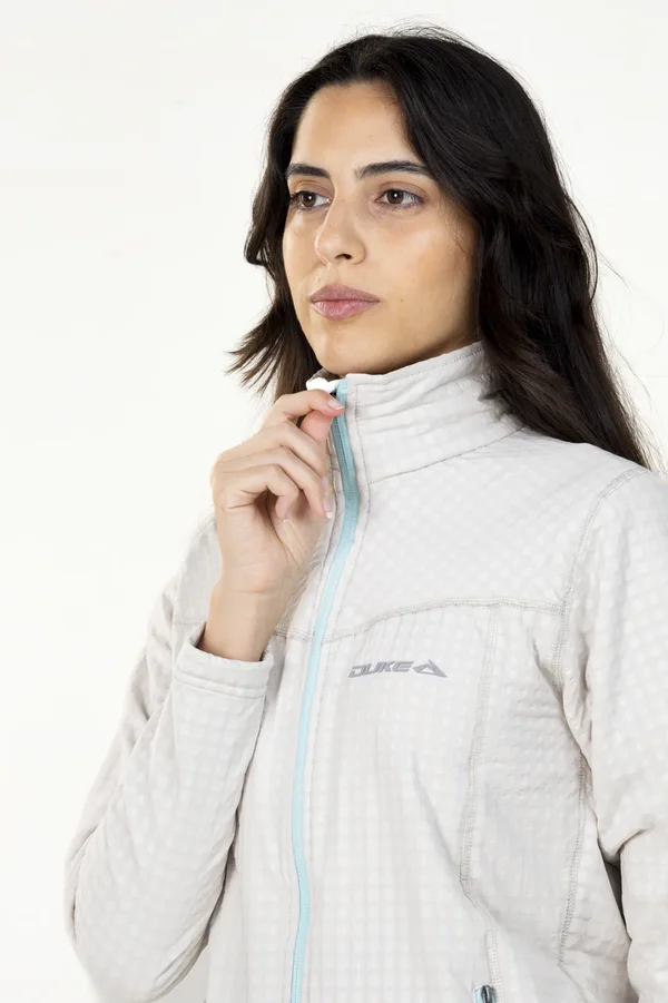Campera Grid Fleece Basic Blanca - Imagen 3