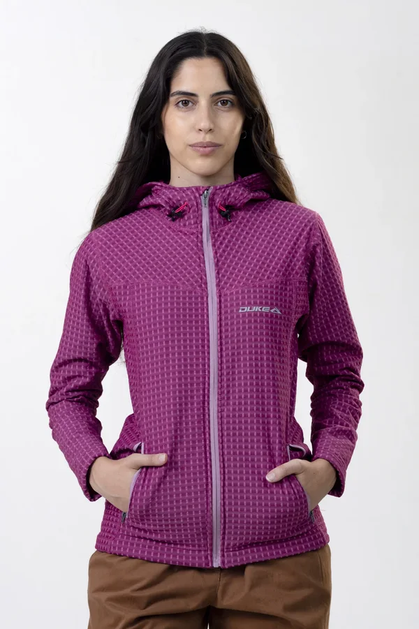Campera Grid Fleece Basic Rosa