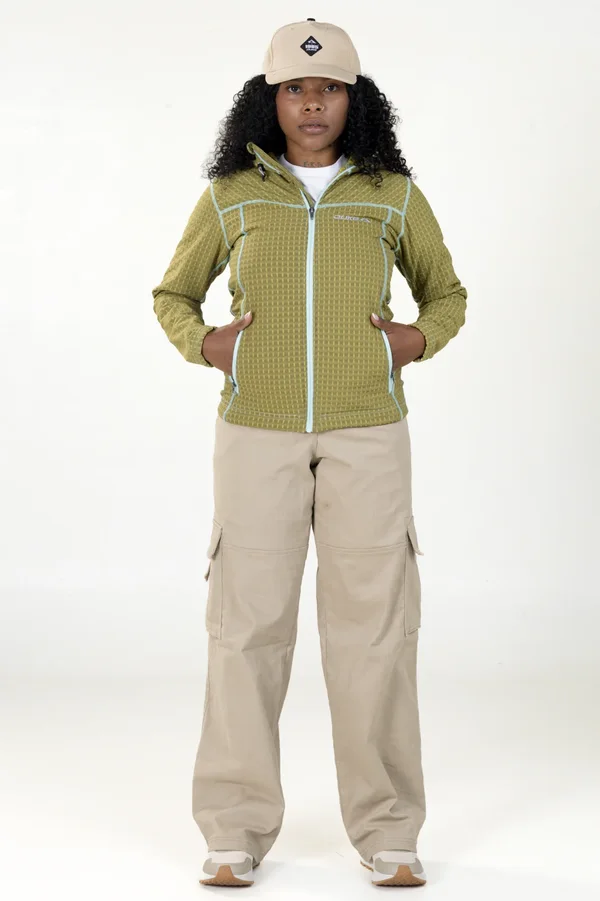 Campera Grid Fleece Capucha Verde - Imagen 2