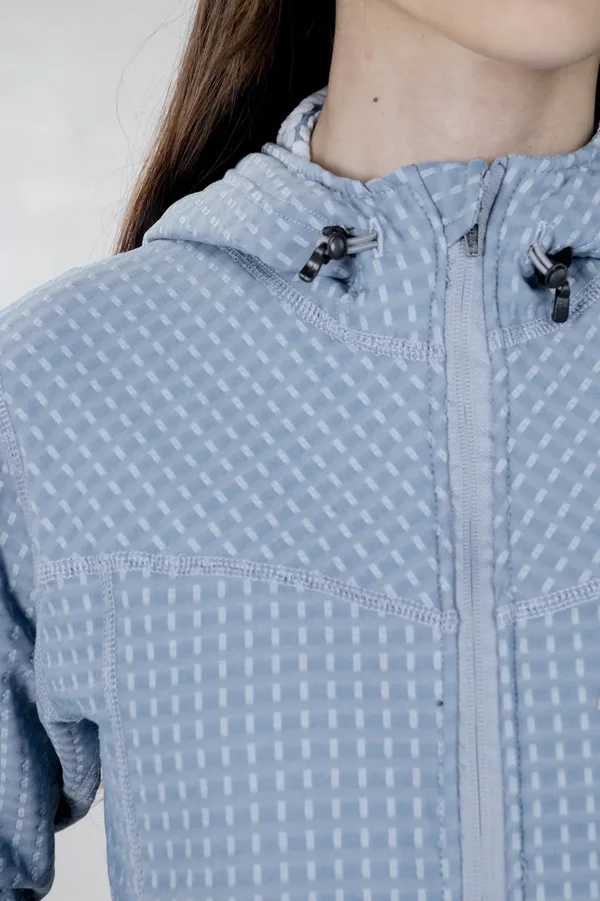 Campera Grid Fleece Capucha Celeste - Imagen 3