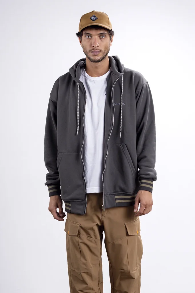 Campera City Jersey con Capucha Gris Oscuro