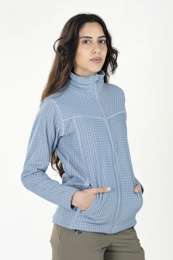 Campera Grid Fleece Basic Celeste - Imagen 3
